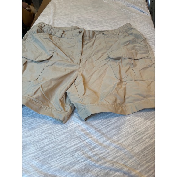 LLBean Pants - LL Bean Women's Khaki Cargo Shorts Elastic Waist Casual Outdoor Size XL